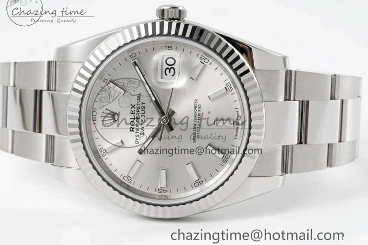 MiroTime 0114 DateJust 41 126334 Clean 1:1 Best Edition 904L Steel Silver Stick Dial on Oyster Bracelet VR Modern 2434